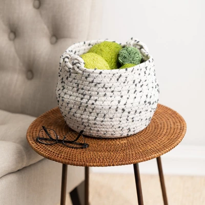 Sullivans Fabric Woven Basket Set Of 2, 11.5"H & 9.5"H White 4 Sullivans Fabric Woven Basket Set Of 2, 11.5"H & 9.5"H White - Image 2