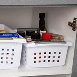 Sterilite Medium Sized Multipurpose Stackable Storage Basket Bin With Flip-Down Rails For Home And Office Organization, White (20 Pack) -Northlight Store GUEST 25e054f3 f12f 41f7 aac9 5f68544551b3