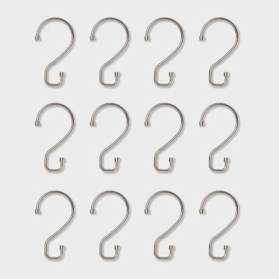 S Hook Without Roller Ball Shower Curtain Rings Brushed Nickel - Made By Design™ 4 S Hook Without Roller Ball Shower Curtain Rings Brushed Nickel - Made By Design™ - Image 2