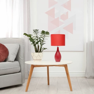 18.11" Traditional Standard Ceramic Dewdrop Table Desk Lamp With Matching Fabric Shade Red - Creekwood Home 7 18.11" Traditional Standard Ceramic Dewdrop Table Desk Lamp With Matching Fabric Shade Red - Creekwood Home - Image 5