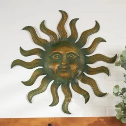 Metal Sun Wall Decor With Smiling Face And Curved Rays Copper - Olivia & May -Northlight Store GUEST 291a4f49 3f0c 4152 a9e1 478376475090