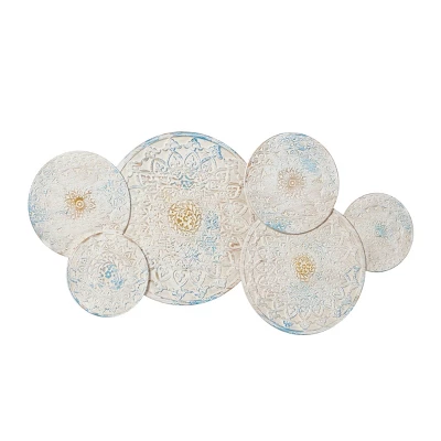 Wood Floral Intricately Carved Wall Decor With Mandala Design White - Olivia & May 6 Wood Floral Intricately Carved Wall Decor With Mandala Design White - Olivia & May - Image 4