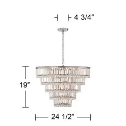 Vienna Full Spectrum Magnificence Satin Nickel Chandelier 24 1/2" Wide Modern Faceted Crystal Glass 15-Light LED Fixture For Dining Room House Kitchen -Northlight Store GUEST 2a19e661 9c1e 4866 b329 f05b361ffd29