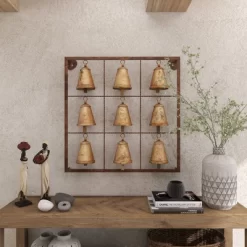 Metal Bell Square Frame Wall Decor Brass - Olivia & May -Northlight Store GUEST 2a1eefdf 4f47 4dda bc11 1a6be09ec5bf