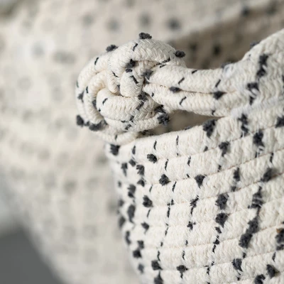 Sullivans Fabric Woven Basket Set Of 2, 11.5"H & 9.5"H White 3 Sullivans Fabric Woven Basket Set Of 2, 11.5"H & 9.5"H White