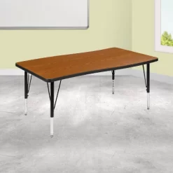 Flash Furniture 28"W X 47.5"L Rectangle Wave Flexible Collaborative Thermal Laminate Activity Table - Height Adjustable Short Legs