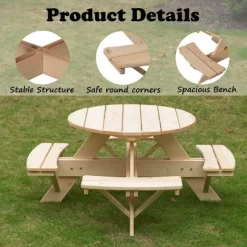 Gardenised Wooden Kids Round Picnic Table Bench, Outdoor Children's Backyard Table, Crafting, Dining, And Playtime Patio Table 13 Gardenised Wooden Kids Round Picnic Table Bench, Outdoor Children's Backyard Table, Crafting, Dining, And Playtime Patio Table -Northlight Store GUEST 2c0935f9 3882 4be9 8f75 5f1b18537344