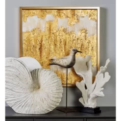 Glam Canvas Abstract Framed Wall Art With Gold Frame Beige - CosmoLiving By Cosmopolitan
