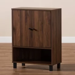 Rossin Walnut Finished 2 Door Wood Entryway Shoe Storage Cabinet Brown - Baxton Studio -Northlight Store GUEST 2ca61211 f399 4aba bc3d b2430b3a6070