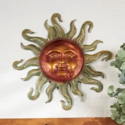 Metal Sun Wall Decor With Smiling Face And Curved Rays Copper - Olivia & May -Northlight Store GUEST 2cd59897 c27c 4385 9a7a f928ca2ff28e