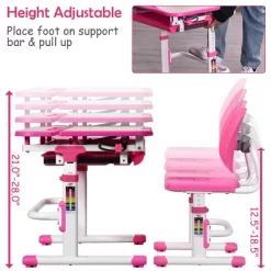 Costway Children Desk Chair Set Adjustable Study Table Drawer Winged Backrest Chair -Northlight Store GUEST 2d955549 2dc9 437d 9b02 807e2e79367d