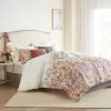 Julia 7pc Cotton Printed Comforter Set Off White/Red/Lavender