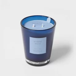 Colored Vase Glass With Dustcover Marine Moss Candle Blue - Threshold™ -Northlight Store GUEST 2f74f3e1 96a9 4d09 847e 100c47a93447