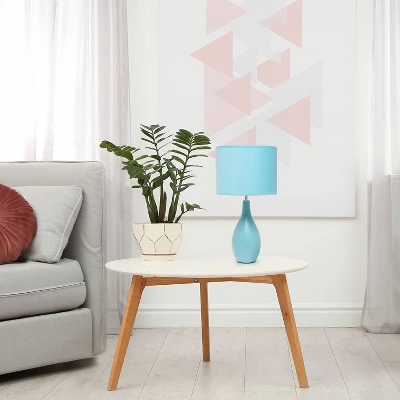 18.11" Traditional Standard Ceramic Dewdrop Table Desk Lamp With Matching Fabric Shade Blue - Creekwood Home 7 18.11" Traditional Standard Ceramic Dewdrop Table Desk Lamp With Matching Fabric Shade Blue - Creekwood Home - Image 5