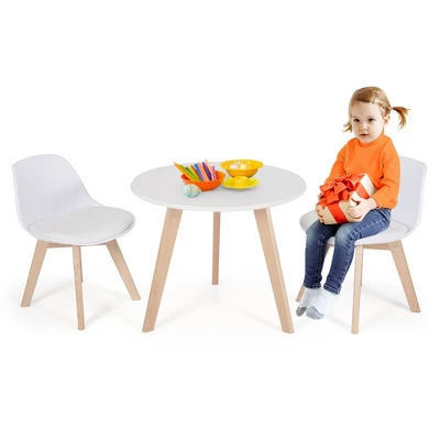 Costway Kids Table & 2 Chairs Set Modern Activity Play Table W/Beech Leg Cushion 6 Costway Kids Table & 2 Chairs Set Modern Activity Play Table W/Beech Leg Cushion - Image 4