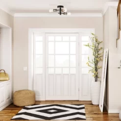 3-Light Shipka Flush Mount Ceiling Light With Antique Brass Accent Matte Black - Globe Electric 13 3-Light Shipka Flush Mount Ceiling Light With Antique Brass Accent Matte Black - Globe Electric -Northlight Store GUEST 30e2279d d291 4bf4 9f10 503d8b24157d