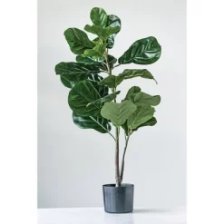 3' Artificial Faux Fiddle Fig Leaf Plant Tree In Pot - Storied Home