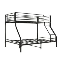 Twin-Over-Full Metal Bunk Bed With Ladder And Enhanced Upper-Level Guardrail, Black-ModernLuxe -Northlight Store GUEST 319de675 f7ae 46cf be44 6df302fb559b