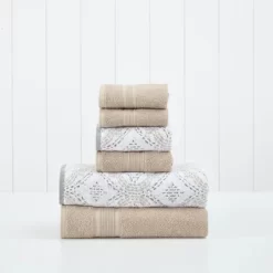Modern Threads 6 Piece Cotton Jacquard Towel Set, Capri. -Northlight Store GUEST 32a6e2f4 b17a 403a 814e b21db1538e44