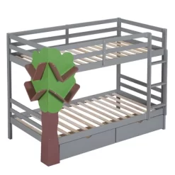 Twin-Over-Twin Bunk Bed With A Tree Decor And Two Storage Drawers-ModernLuxe 16 Twin-Over-Twin Bunk Bed With A Tree Decor And Two Storage Drawers-ModernLuxe -Northlight Store GUEST 32c649a9 f94f 497d 8e74 536858bda2d6