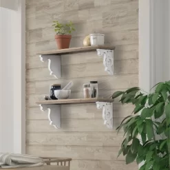 24" X 7" Abbidee Wood Shelf With Corbels Brown/White - Kate & Laurel All Things Decor -Northlight Store GUEST 32c807cc 3afe 4b18 8feb d59737e8a50f