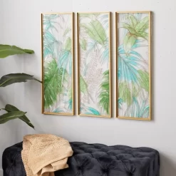 Set Of 3 Glass Leaf Tropical Wall Decors With Gold Frame Green - CosmoLiving By Cosmopolitan -Northlight Store GUEST 32d152b6 dc02 458b a8bd 3c82ec3d6015