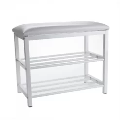 Mind Reader 3 Tier Shoe Bench, White