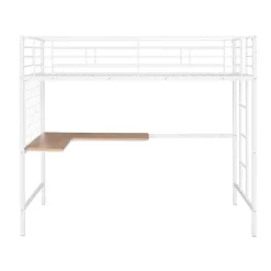 Twin Metal Loft Bed With Desk And Metal Grid - ModernLuxe -Northlight Store GUEST 332e7945 7463 450e 9af6 a8e33956a482