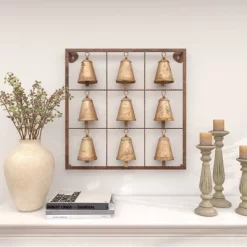 Metal Bell Square Frame Wall Decor Brass - Olivia & May -Northlight Store GUEST 33dabbf0 4669 4f9d 9a8f 3247307cef27