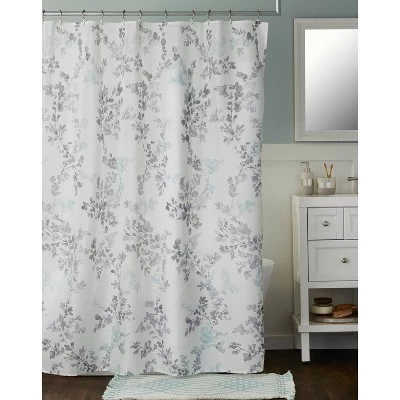 Greenhouse Leaves Shower Curtain Aqua - SKL Home 4 Greenhouse Leaves Shower Curtain Aqua - SKL Home - Image 2