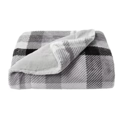 Plaid Faux Fur Throw Blanket- Luxurious, Soft, Hypoallergenic Plaid Printed Flannel Blanket, 60"x70" By Hastings Home (Grey) -Northlight Store GUEST 35ada22a 56af 4d49 9577 90935d5e7850