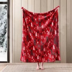 50"x60" Dear Woods Reversible Throw Blanket Red - Eddie Bauer