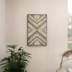 Wood Geometric Handmade Southwestern Wall Decor White - Olivia & May -Northlight Store GUEST 3802f5e3 04d5 4b69 8adb f9e0f9243579