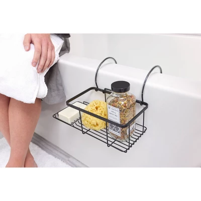 Everett Over Side Bathtub Caddy Matte Black - IDESIGN 4 Everett Over Side Bathtub Caddy Matte Black - IDESIGN - Image 2