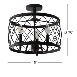 15" Eleanor Metal LED Semi Flush Mount Ceiling Light Black (Includes Energy Efficient Light Bulb) - JONATHAN Y -Northlight Store GUEST 38473d46 1742 442f 90b6 ace4002384c1