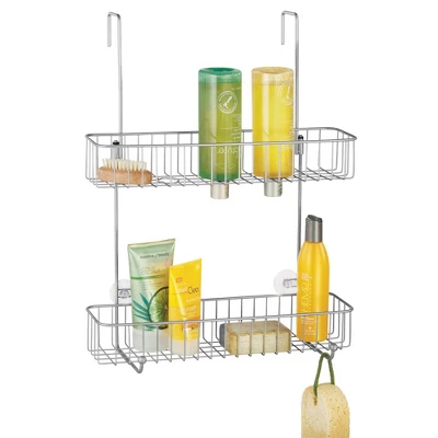 MDesign Wide Metal Over Door Hanging Shower Caddy, 2 Hooks And Baskets 11 MDesign Wide Metal Over Door Hanging Shower Caddy, 2 Hooks And Baskets - Image 9