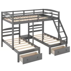 Full Over Twin & Twin Bunk Bed, Gray - ModernLuxe 13 Full Over Twin & Twin Bunk Bed, Gray - ModernLuxe -Northlight Store GUEST 39a47508 68c2 452d 9f20 53febcf03f53