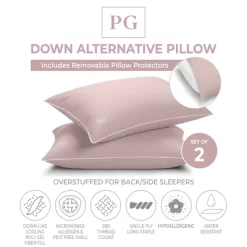 Firm Density Side/Back Sleeper, Down Alternative Pillow With MicronOne Technology, And Removable Pillow Protector - 2 Pack