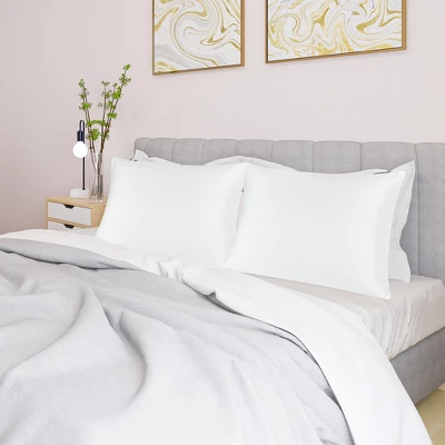 2 Pcs Standard Soft Silky Satin For Hair And Skin Pillow Case Snow White - PiccoCasa 3 2 Pcs Standard Soft Silky Satin For Hair And Skin Pillow Case Snow White - PiccoCasa