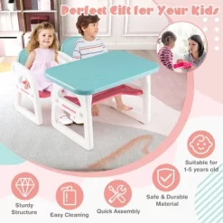 Costway 3-Piece Kids Table And Chair Set Toddler Activity Study Desk With Building Blocks -Northlight Store GUEST 3bbf26db f77d 4fb7 91f3 ccfbdbe6825c