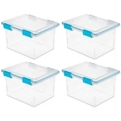Sterilite 32 Quart Stackable Clear Plastic Storage Tote Container With Blue Gasket Latching Lid For Home And Office Organization, Clear -Northlight Store GUEST 3c663191 cf42 482e 8645 59c76d874562