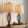 360 Lighting Grant Rustic Industrial Table Lamps 26 1/2" High Set Of 2 Bronze Metal Cage Taupe Drum Shade For Bedroom Living Room Bedside Nightstand -Northlight Store GUEST 3d73a39a 1d88 459d bdba 0fae9b4ded06