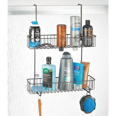 MDesign Wide Metal Over Door Hanging Shower Caddy, 2 Hooks And Baskets 7 MDesign Wide Metal Over Door Hanging Shower Caddy, 2 Hooks And Baskets - Image 5