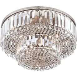 Vienna Full Spectrum Magnificence Modern Ceiling Light Flush Mount Fixture 16" Wide Brushed Satin Nickel Faceted Crystal Glass For Bedroom Living Room -Northlight Store GUEST 3fdcda3f 3a1a 402f b5c8 0158b2592b9e