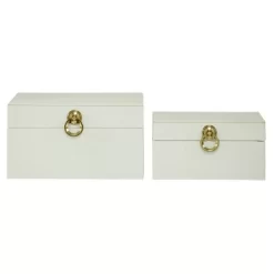Set Of 2 Faux Shagreen Wood Box With Metal Ring Fixtures - Olivia & May -Northlight Store GUEST 40cedca0 eba4 4518 b29b 560ec820bf1c