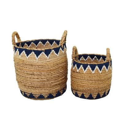 Set Of 2 Banana Leaf Storage Baskets Brown - Olivia & May 4 Set Of 2 Banana Leaf Storage Baskets Brown - Olivia & May - Image 2