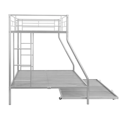 Twin Over Full Steel Bunk Bed With Twin Size Trundle Bed And Two-Side Ladders-ModernLuxe 11 Twin Over Full Steel Bunk Bed With Twin Size Trundle Bed And Two-Side Ladders-ModernLuxe - Image 9