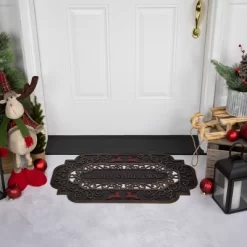 Northlight Black And Copper Reindeer "Merry Christmas" Doormat 18" X 30"