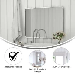 Flash Furniture Jada Decorative Wall Mirror - Rounded Corners, Bathroom & Living Room Glass Mirror Hangs Horizontal Or Vertical -Northlight Store GUEST 4378b1df a743 432b 9451 799f97fa7992