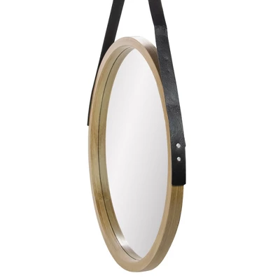 Northlight 21" Beige Round Modern Mirror With Woodgrain Finish 4 Northlight 21" Beige Round Modern Mirror With Woodgrain Finish - Image 2